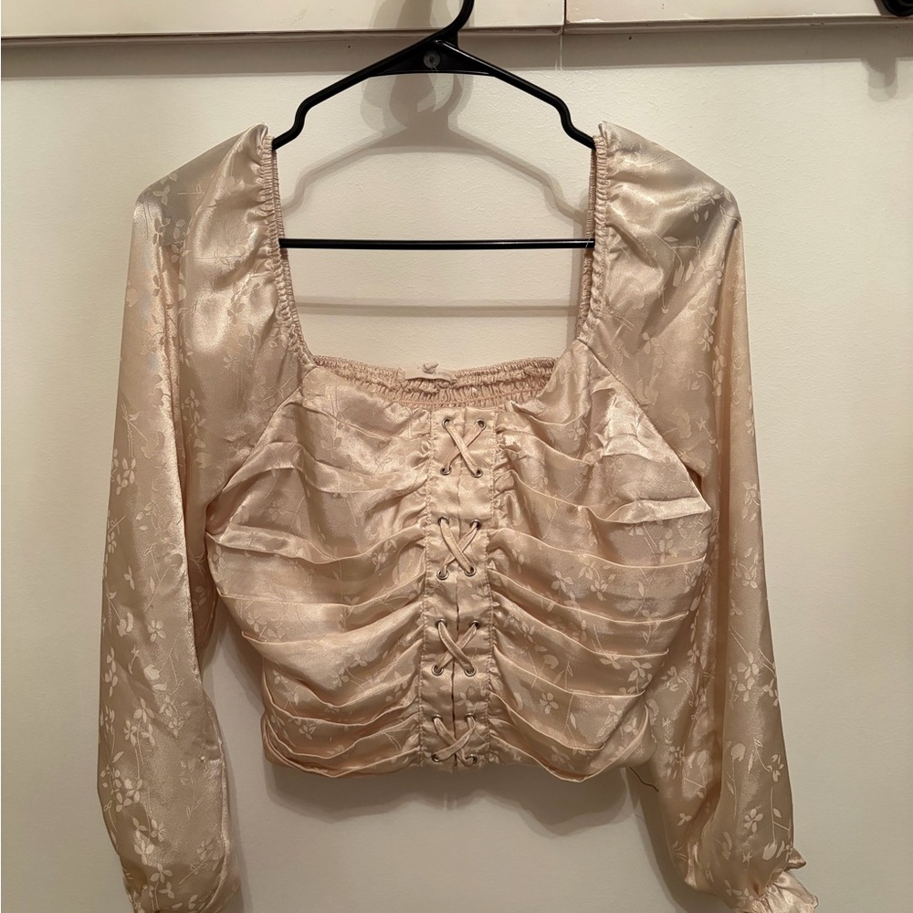 Elegant Cream Ruched Women's Top
